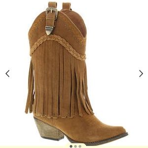 Fringe suede boots